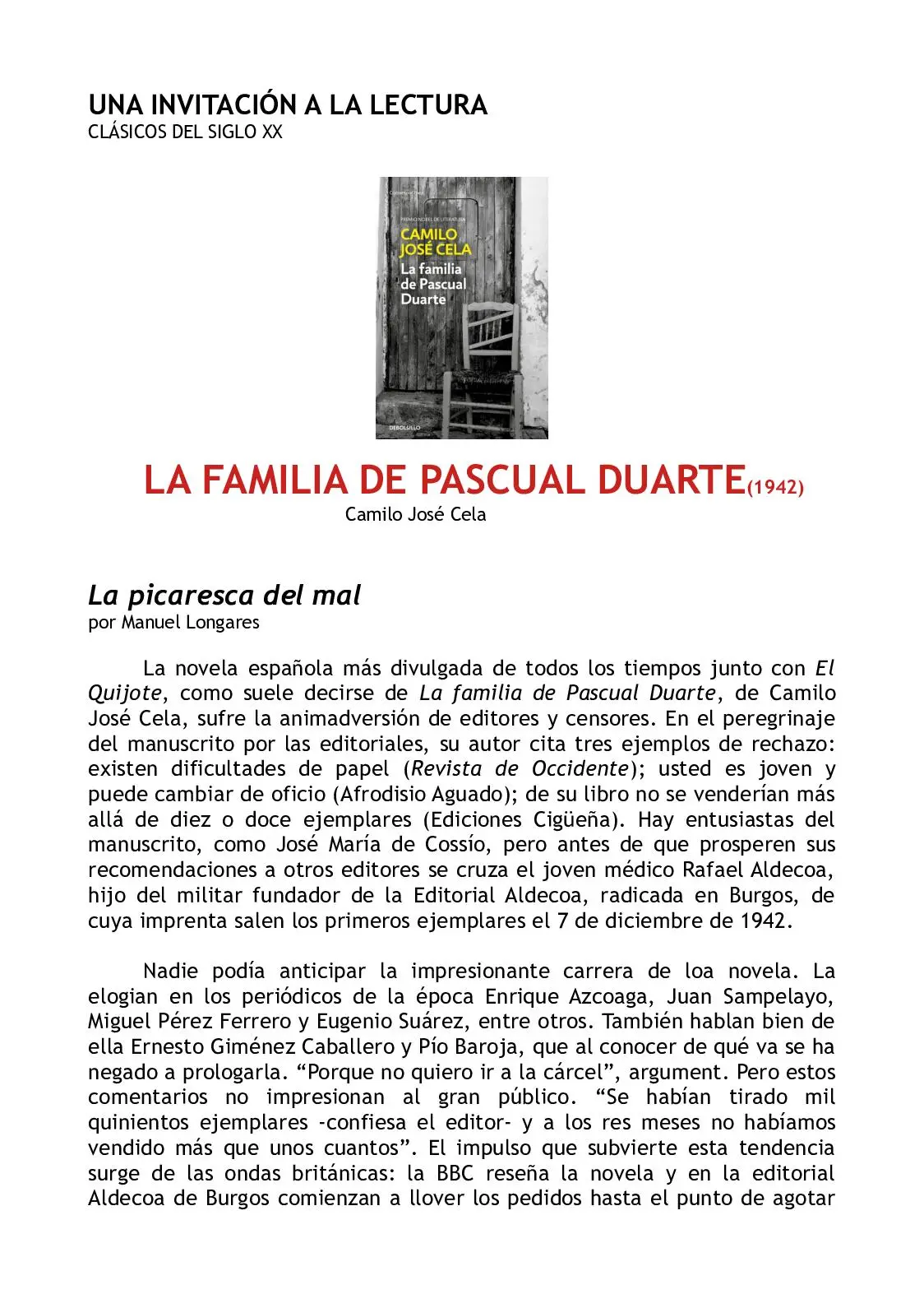 resumen del libro la familia de pascual duarte - Cómo comienza la historia de la familia de Pascual Duarte