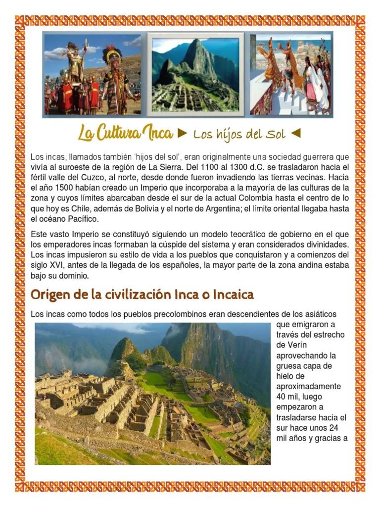 cultura inca resumen - Cómo era la cultura inca y cuáles eran sus creencias