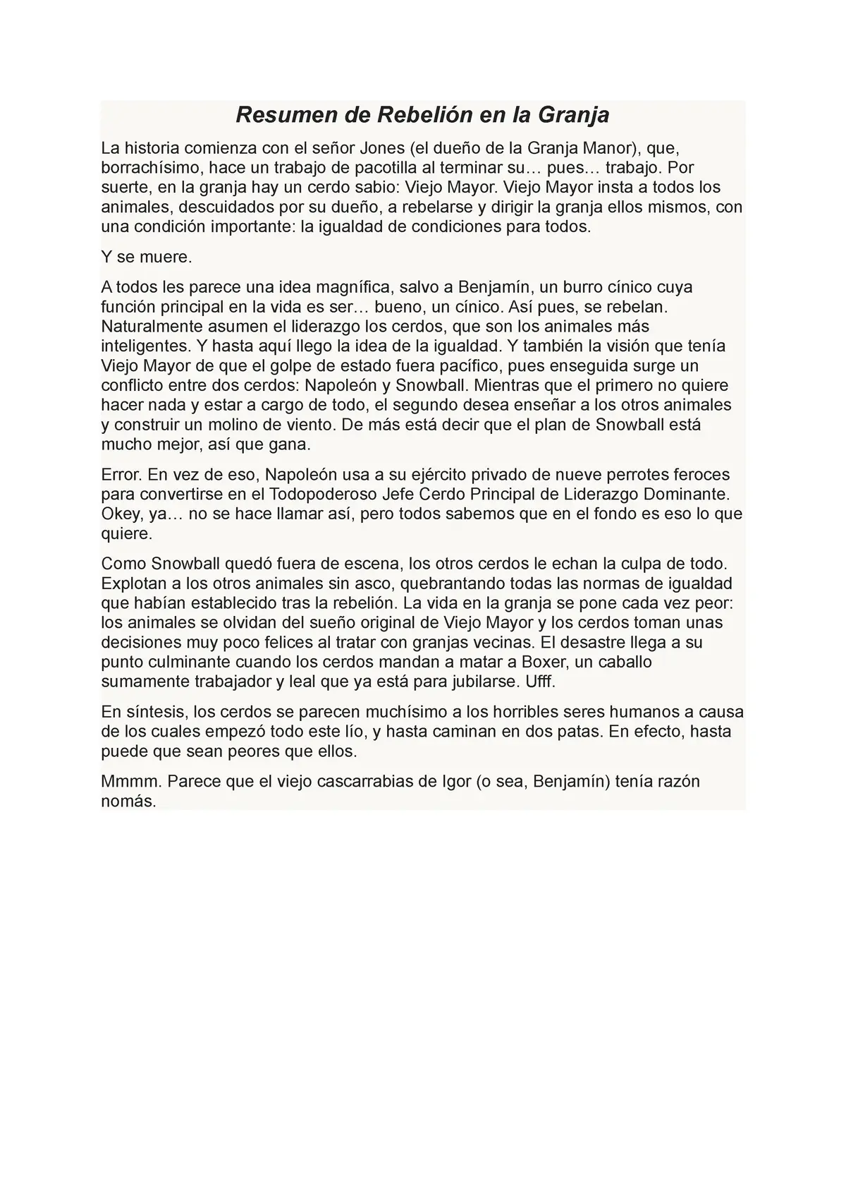 Resumen de la novela Rebelión en la granja - Cuál es el contexto historico de Rebelión en la granja resumen de la novela rebelión en la granja - Cuál es el contexto historico de Rebelión en la granja