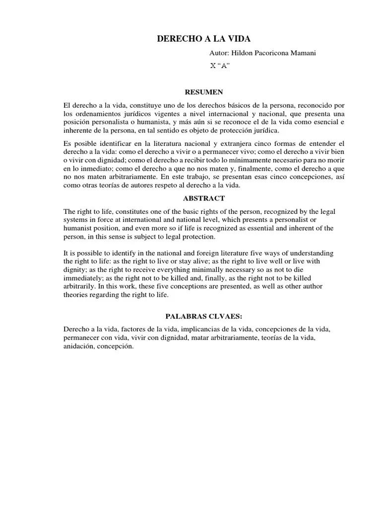 Derecho a la vida: Resumen - Cuál es el deber del derecho a la vida derecho a la vida resumen - Cuál es el deber del derecho a la vida