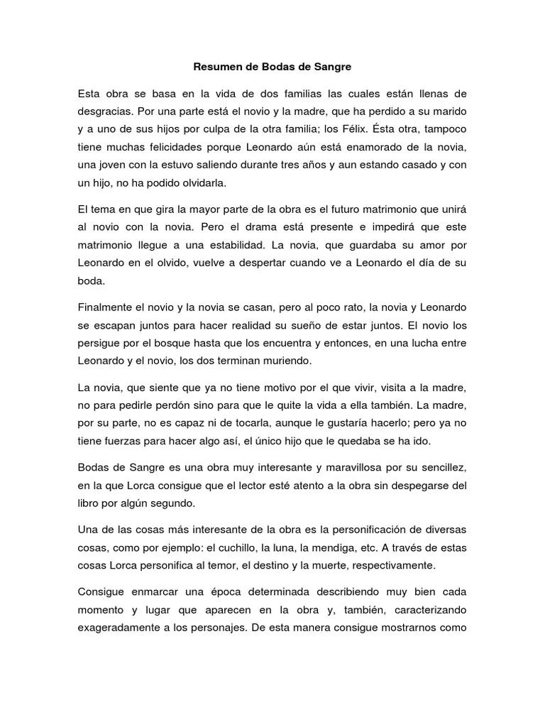 Resumen de libro Bodas de Sangre - Cuál es la importancia de la obra Bodas de sangre resumen de libro bodas de sangre - Cuál es la importancia de la obra Bodas de sangre