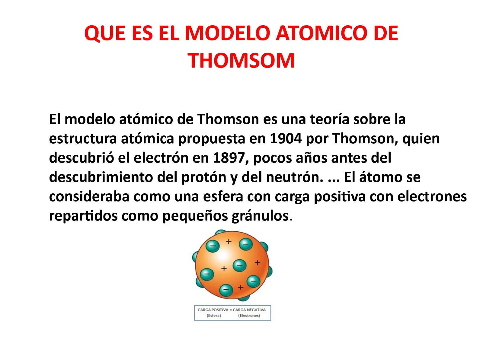 modelo atomico de thomson resumen - Cuál fue la partícula descubierta por Thomson