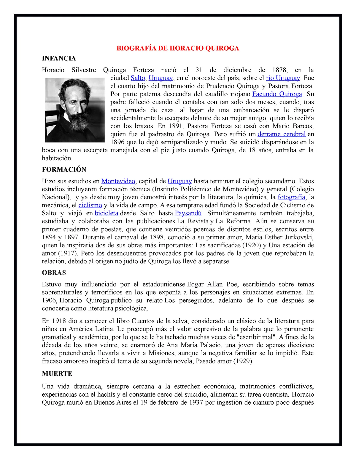 bibliografía de horacio quiroga resumen - Cuáles son las obras más importantes de Horacio Quiroga