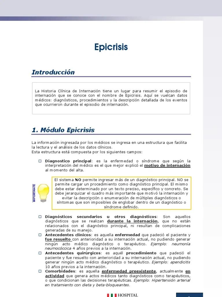 resumen de historia clinica epicrisis - Cuáles son las partes de la epicrisis