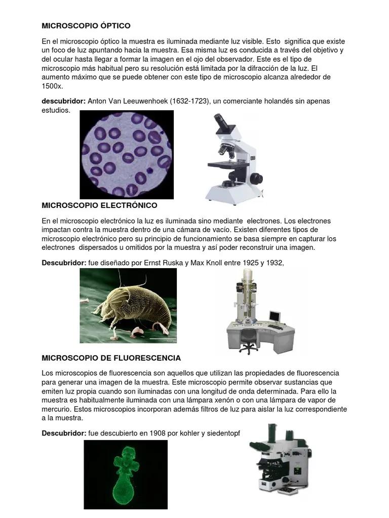 tipos de microscopios resumen - Cuáles son los tipos de microscopios