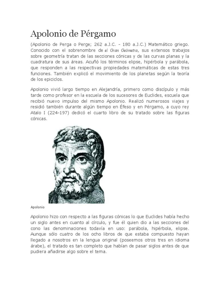 biografia de apolonio de perga resumida - Cuándo nació Apolonio de Perga