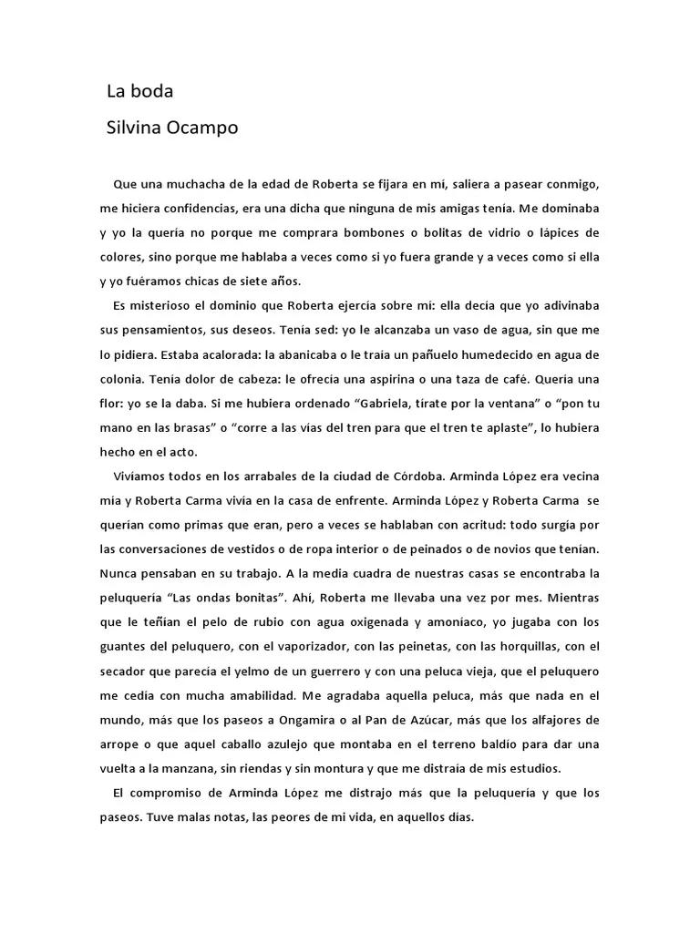 resumen del cuento la boda de silvina ocampo - Cuándo se publicó la boda de Silvina Ocampo
