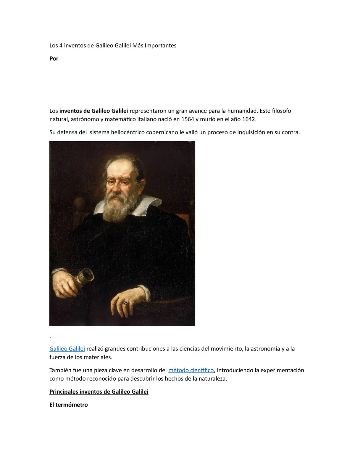 que invento galileo galilei resumen - Cuántos inventos creo Galileo Galilei