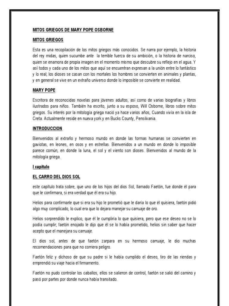 mary pope osborne mitos griegos resumen cada capitulo - Cuántos mitos tiene el libro mitos griegos
