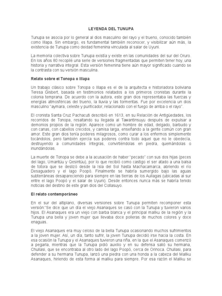 resumen de la leyenda de tunupa - Dónde se encuentra Tunupa