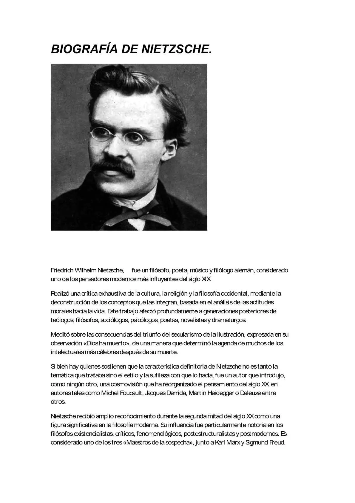 biografia resumida de nietzsche - Que defiende Nietzsche y porqué