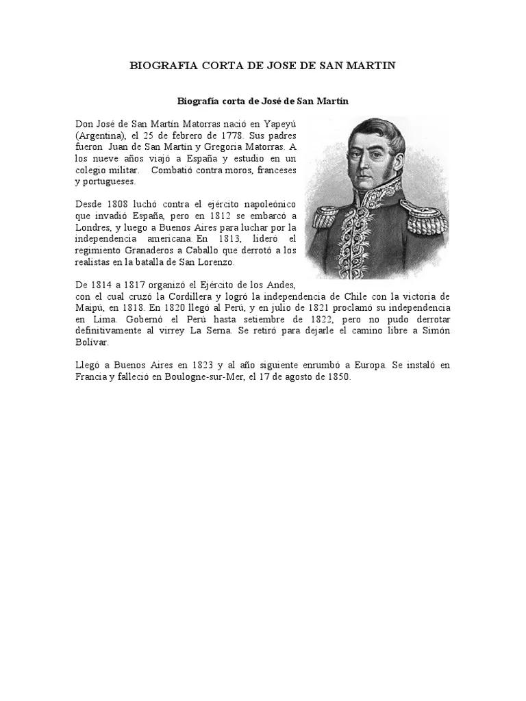 biografía de don josé de san martín resumen corto - Qué descubrió Don José de San Martín
