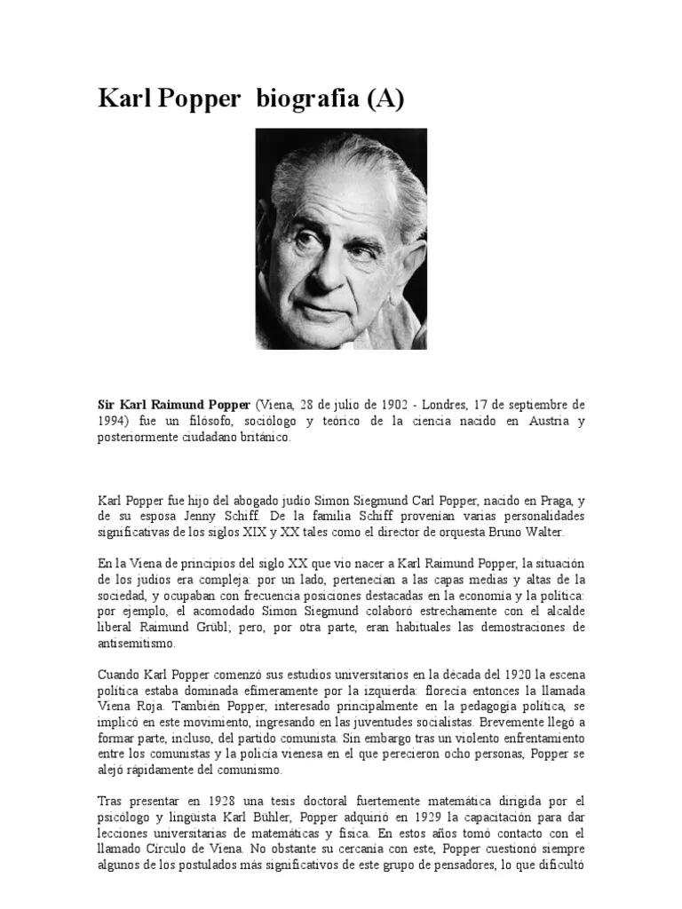 biografia de karl popper resumida - Qué es la filosofia según Karl Popper