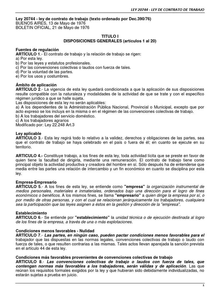 ley 20744 resumen - Qué es la Ley del trabajo resumen