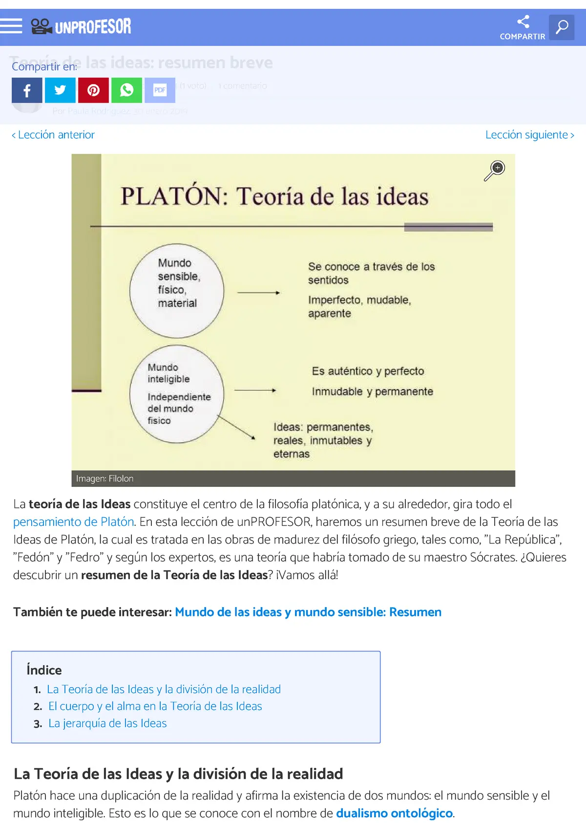 teoria de las ideas de platon resumen - Qué es la teoría de las ideas de Platón