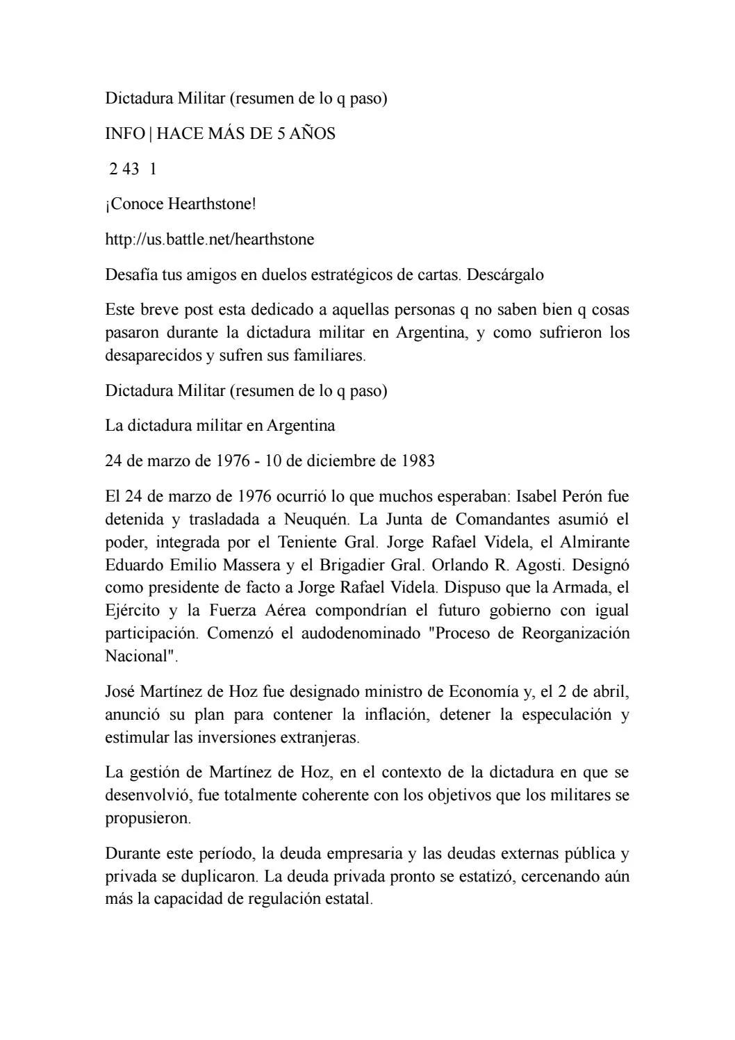 Dictadura Militar Argentina - Resumen - Qué es lo que quiso destruir la dictadura militar Argentina dictadura militar argentina resumen - Qué es lo que quiso destruir la dictadura militar Argentina