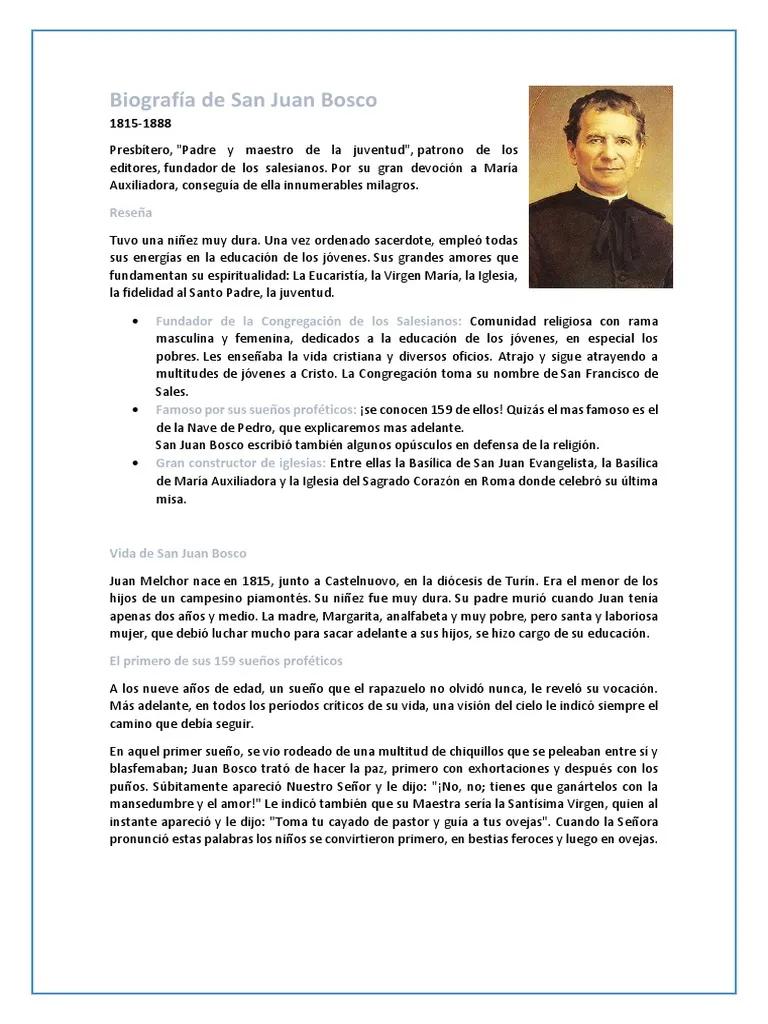 don juan bosco biografia resumen - Qué fue lo más importante que hizo Don Bosco
