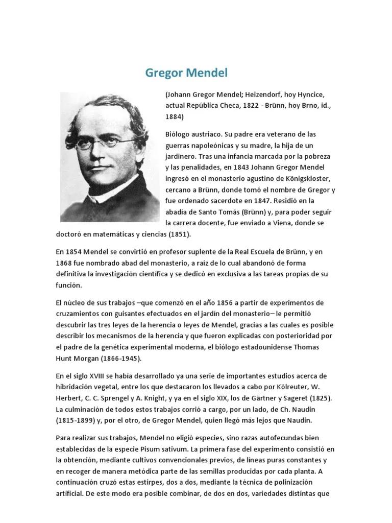 biografia de gregor mendel resumen - Qué fue lo más importante que hizo Gregor Mendel