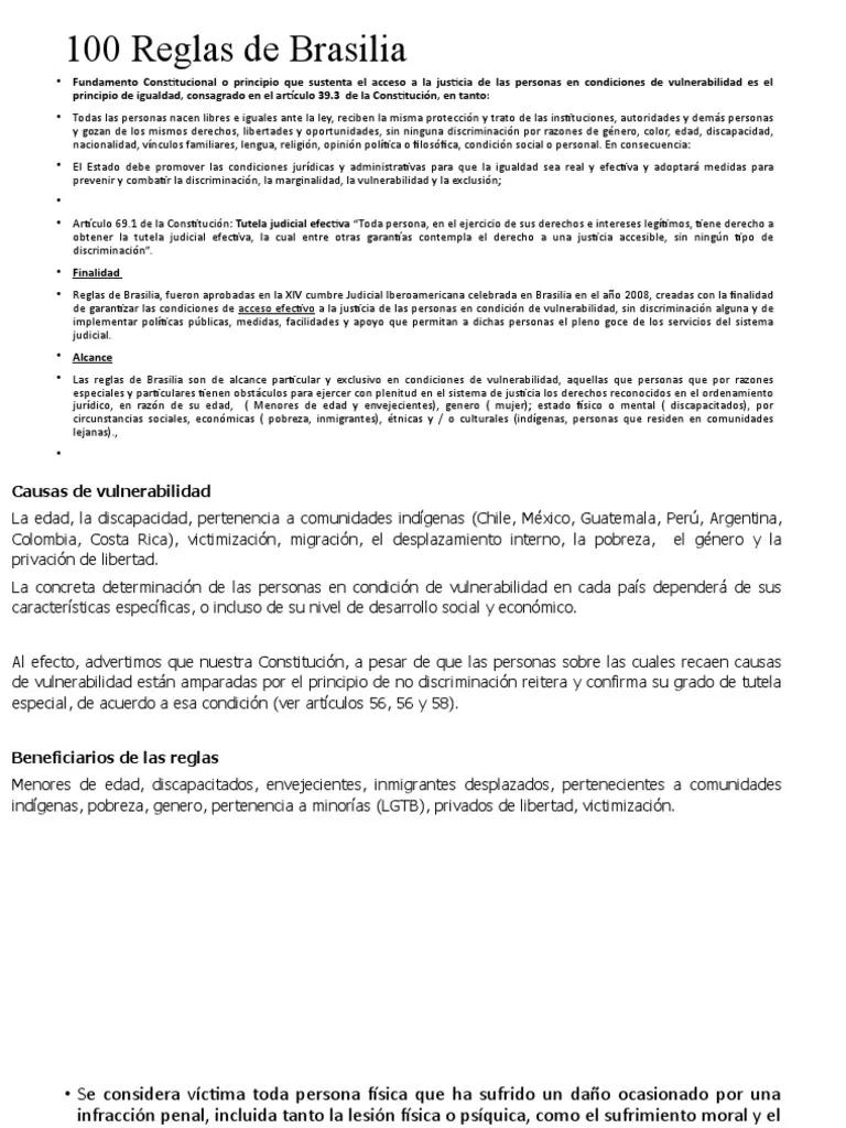 100 reglas de brasilia resumen - Qué grupos vulnerables contempla las 100 Reglas de Brasilia