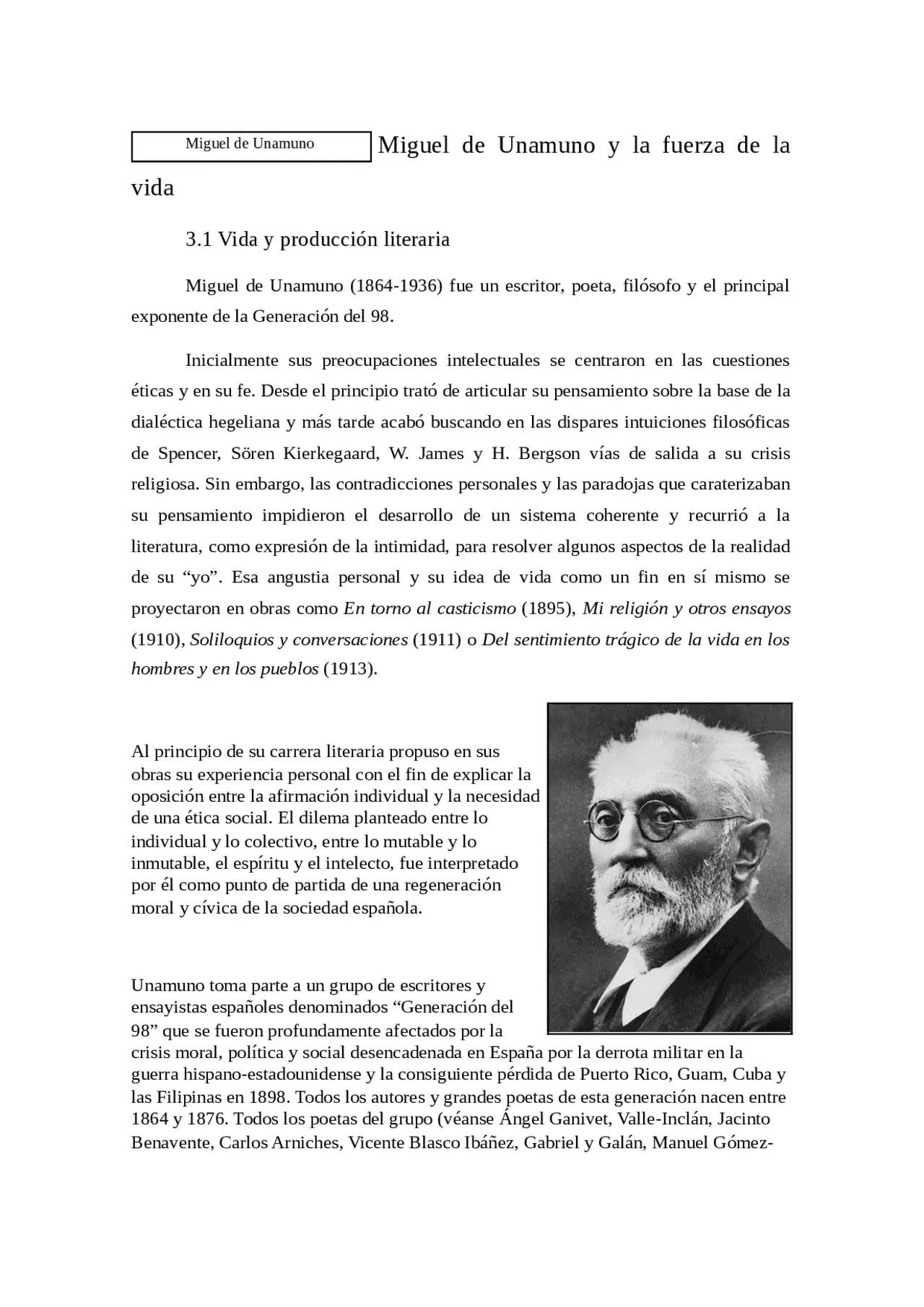biografia de miguel de unamuno resumen - Qué ideología tenía Miguel de Unamuno