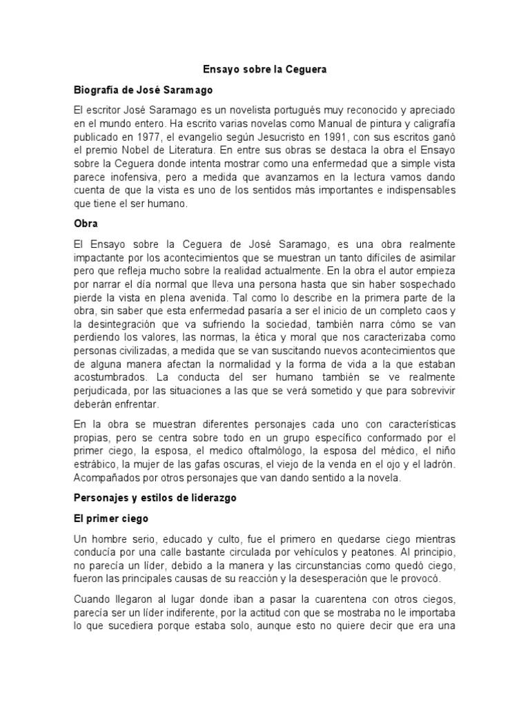 Ensayo sobre la ceguera de José Saramago: Resumen - Qué mensaje deja el Ensayo sobre la ceguera ensayo sobre la ceguera de jose saramago resumen - Qué mensaje deja el Ensayo sobre la ceguera
