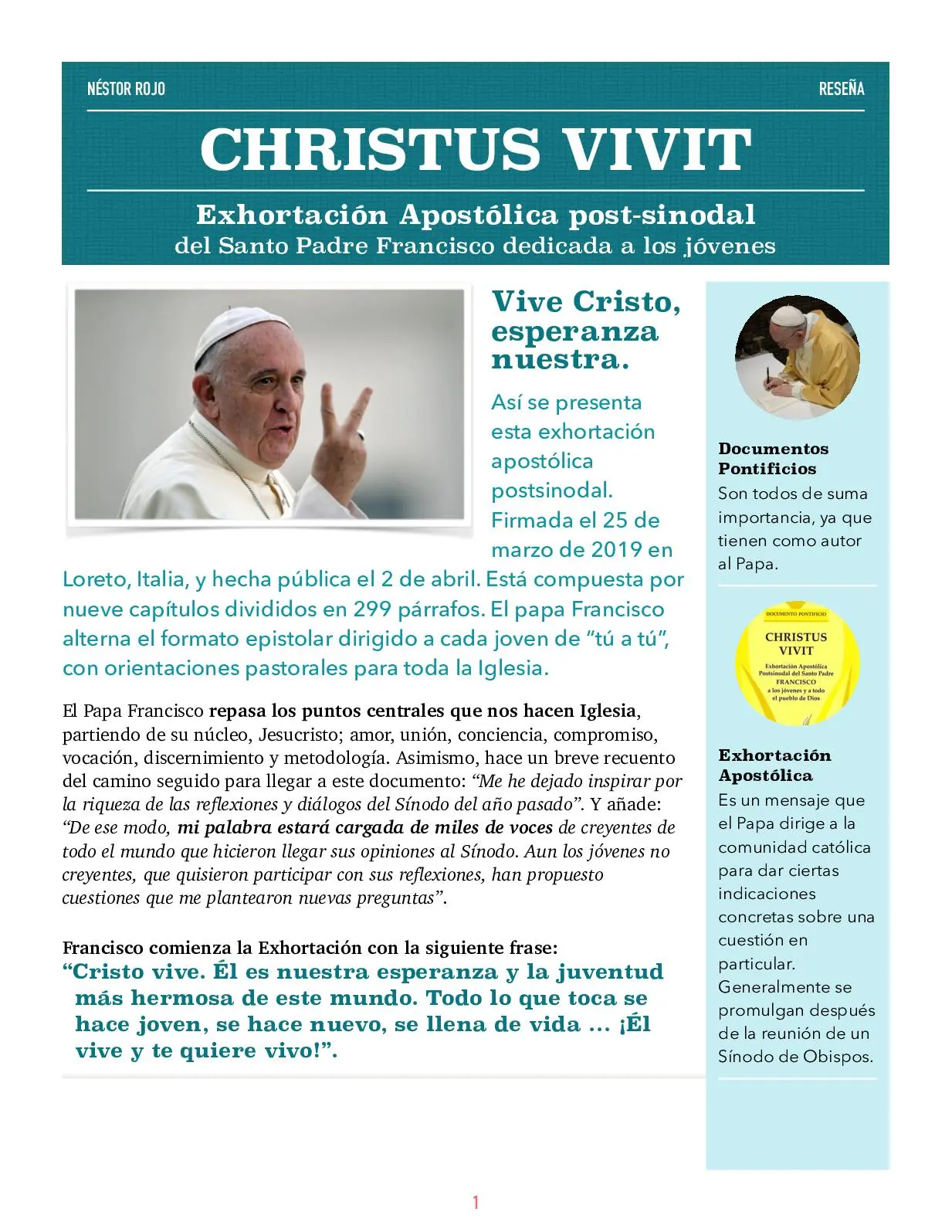 resumen de christus vivit - Qué nos dice Christus Vivit