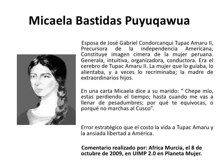 biografia de micaela bastidas resumen - Que nos enseña a Micaela Bastidas