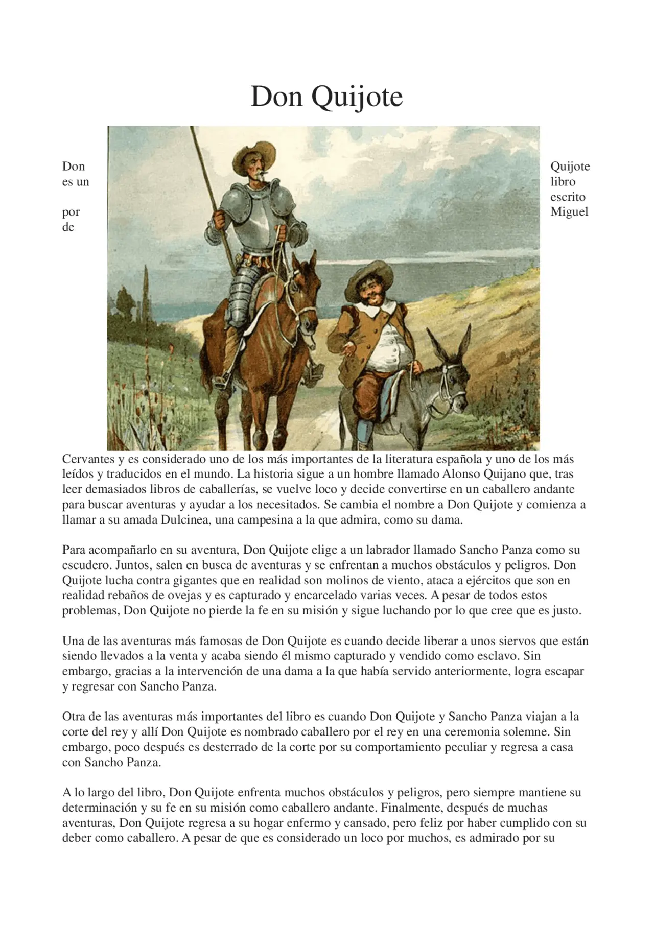 resumen de don quijote de la mancha - Qué reflexión deja don Quijote de la Mancha