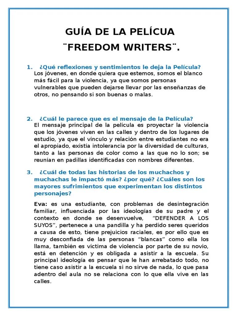 resumen de la pelicula freedom writers - Que reflexion te deja la película Escritores de la libertad