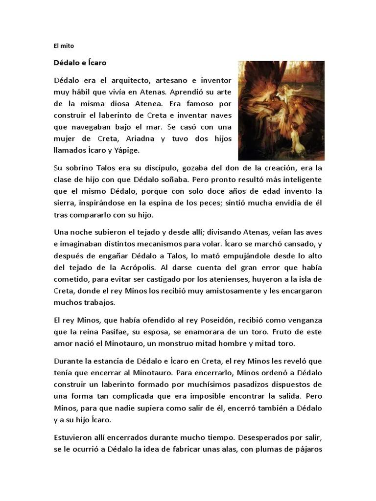 Resumen del mito de Dédalo e Ícaro - Qué temas trata el mito de Ícaro resumen del mito de dedalo e icaro - Qué temas trata el mito de Ícaro