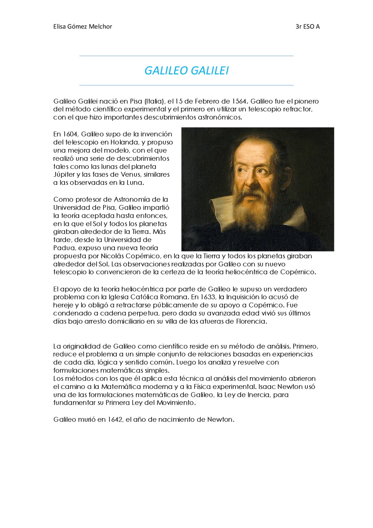 teoria de galileo galilei resumen - Qué teoría sostuvo Galileo Galilei
