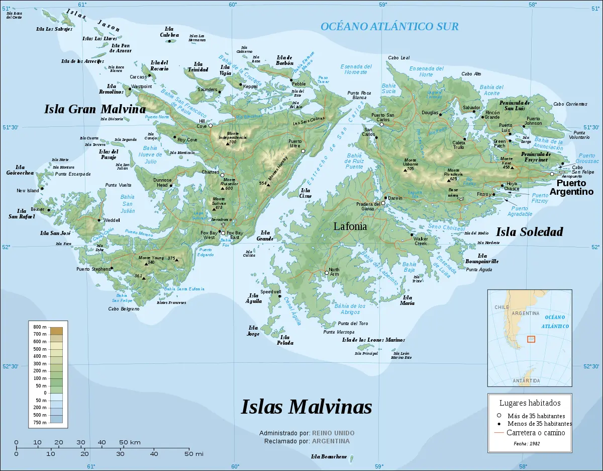 geografia de las islas malvinas resumen - Qué tipo de relieve y clima tiene las Islas Malvinas