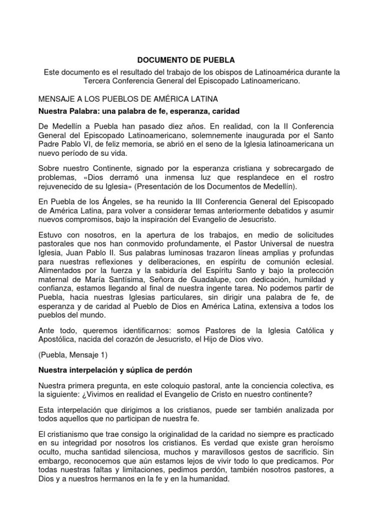 documento de puebla resumen - Quién convocó el Documento de Puebla