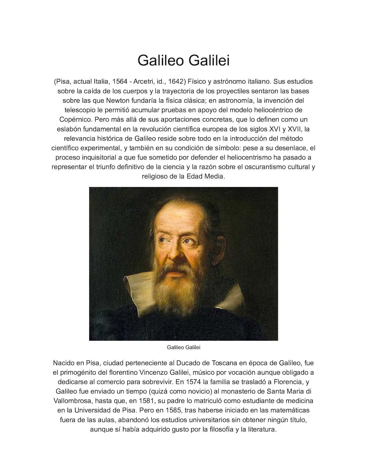 resumen del libro galileo galilei - Quién es Andrea para Galileo Galilei
