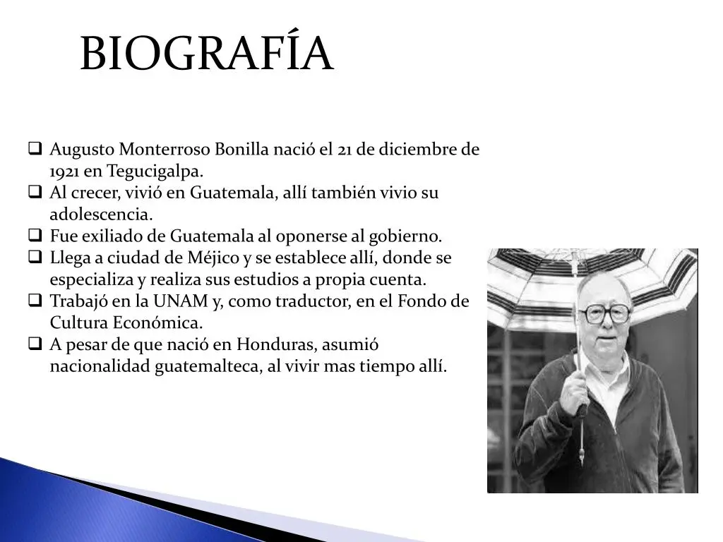 biografia de augusto monterroso resumen - Quién es Augusto Monterroso resumen