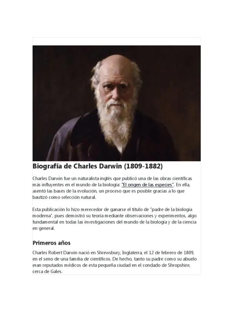 resumen de la biografia de darwin - Quién es Darwin y cuál fue su aportación ala biología