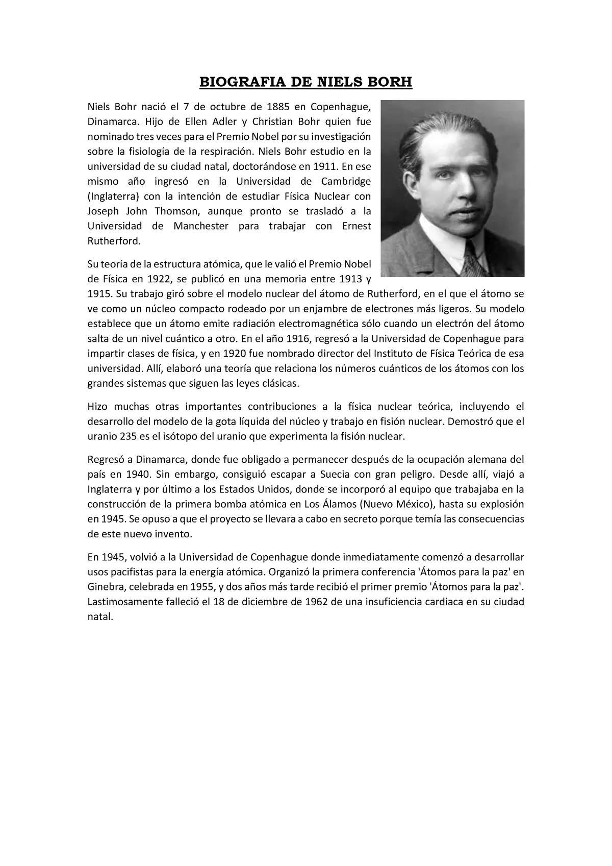 niels bohr biografia resumida - Quién es Niels Bohr y que descubrio
