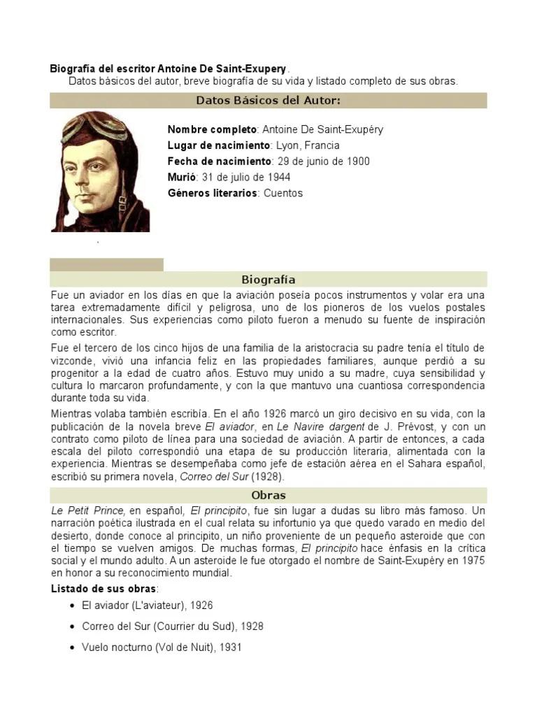 la biografia de antoine de saint exupery resumen - Quién fue Antoine de Saint-Exupéry resumen