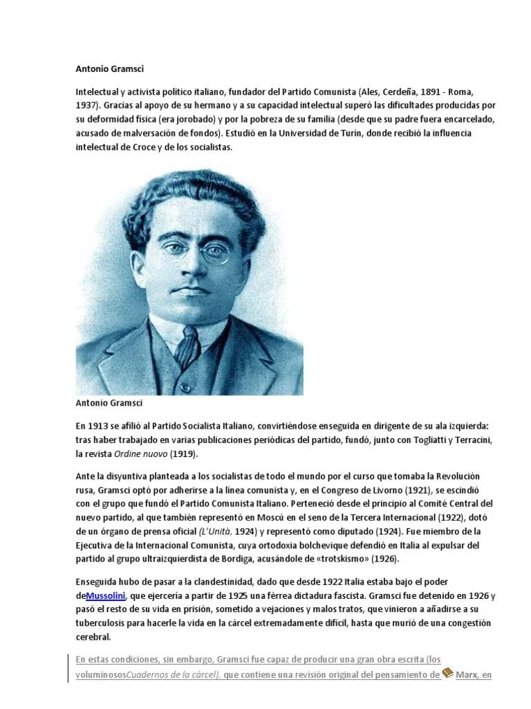 biografia resumida de antonio gramsci - Quién fue Antonio Gramsci resumen