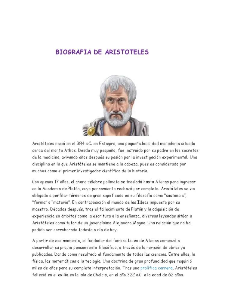 biografía resumida de aristóteles - Quién fue Aristóteles resumen para niños