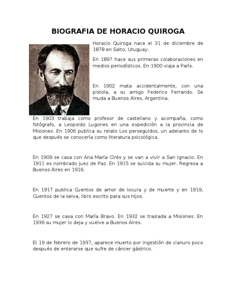 biografia de horacio quiroga resumen - Quién fue Horacio Quiroga Wikipedia