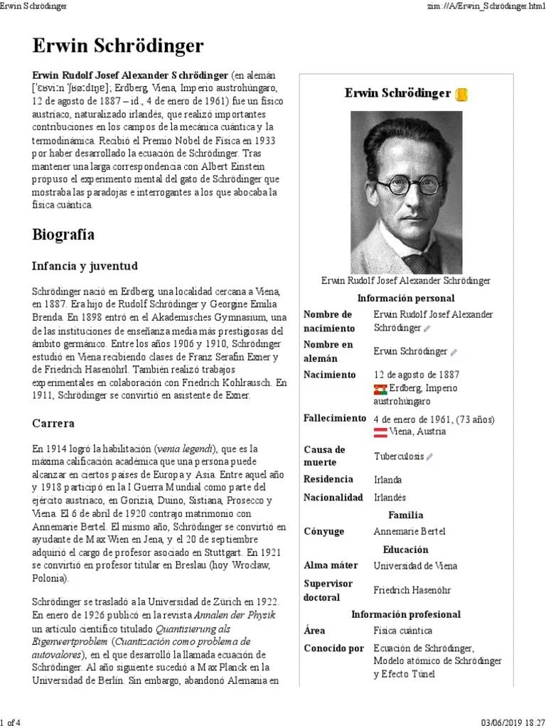 biografia de schrodinger resumida - Quién fue Schrödinger biografía